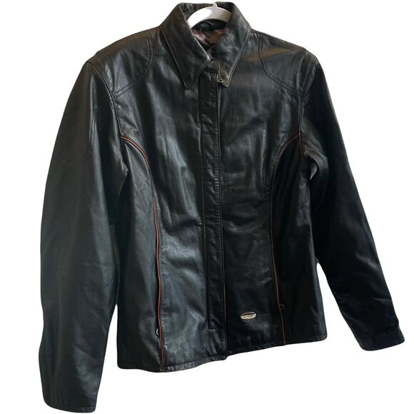 HARLEY DAVIDSON Med weight Black Leather Jacket M - Picture 2 of 9